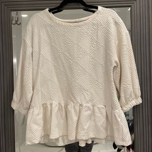 maeve (anthropologie) cream textured peplum blouse, size S